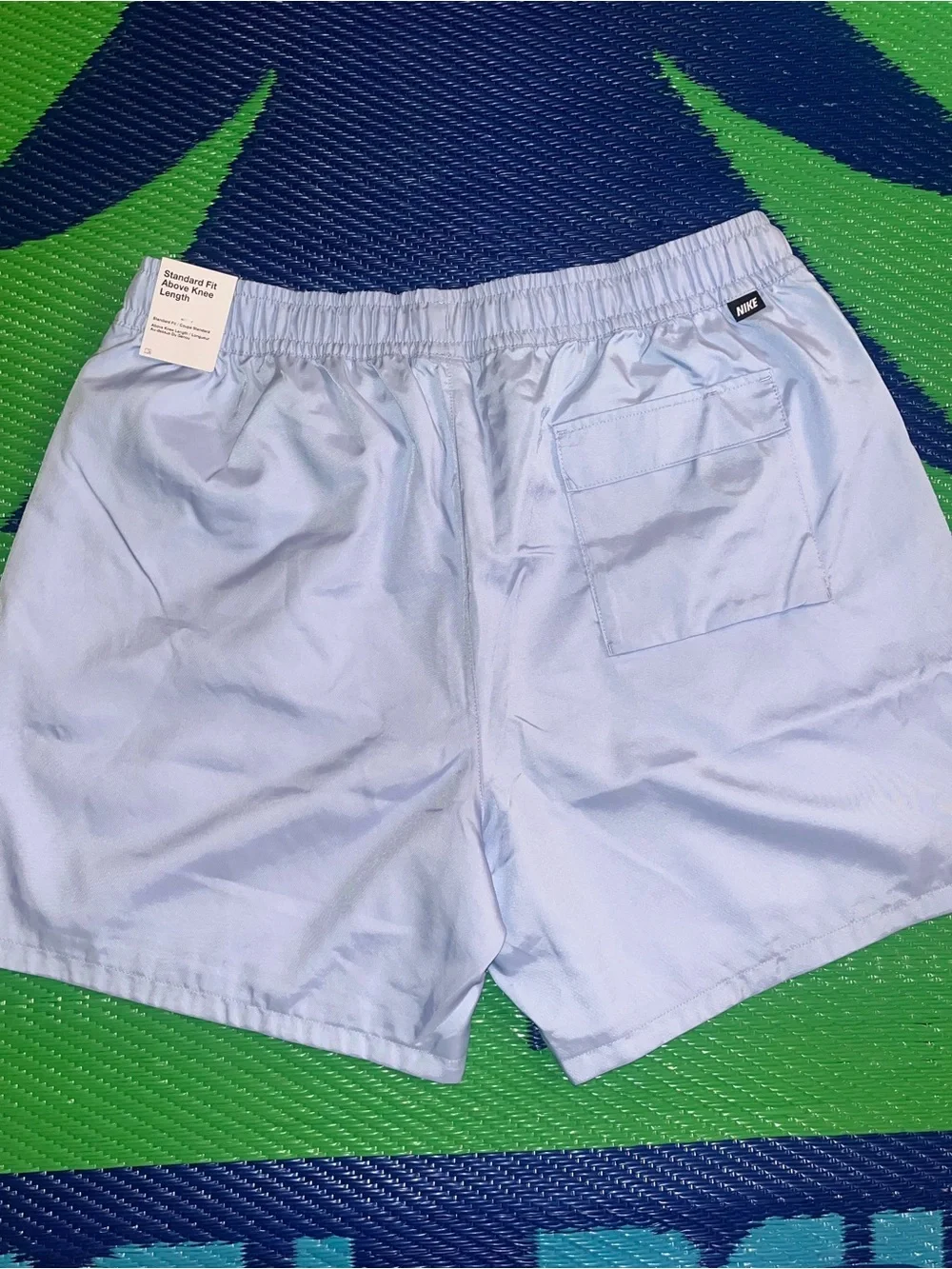 Nike Light Blue Men's Swim Trunks with White Drawstring